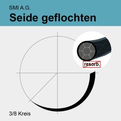 Seide schwarz gefl. USP 5/0 30cm, 2xDSP8,0mm/350µm 