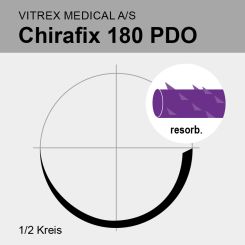 Chirafix 180 PDO barbed monof. viol. USP 3/0 15cm, HR17 