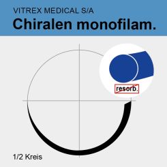 Chiralen blue monof. USP 5/0 75cm, HR22 