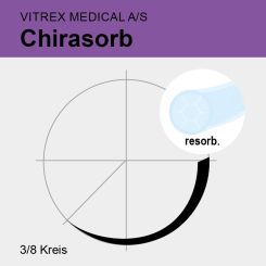 Chirasorb undyed braid. USP 6/0 45cm, DSM12 