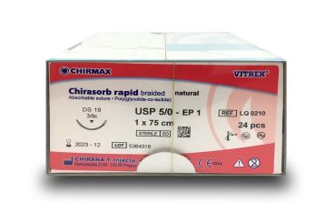 Chirasorb rapid undyed braid. USP 5/0 75cm, DS19 