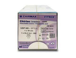 Chirlac viol. braid. USP 8/0 30cm, DLZ6,4mm/200µm 