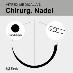 Chir. Nadel 1/2 Kreis Rundkörper HR 24mm N°5, Öhr 
