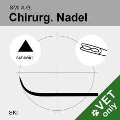 Chir. Nadel halbgebogen (SKI) schneidend 35mm N°10, Federöhr 