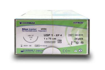 Silon white braid. USP 1 75cm, HR37 
