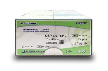 Silon black braid. USP 3/0 10x45cm 