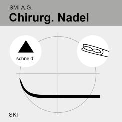 Chir. Nadel halbgebogen (SKI) schneidend 12mm N°20, Federöhr 