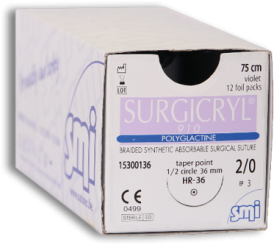 Surgicryl 910 viol. gefl. USP 2/0 75cm, HR36 