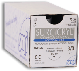 Surgicryl Monofilament PDO viol. USP 3/0 75cm, DS19 