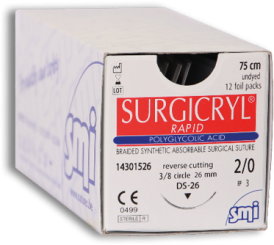 Surgicryl rapid (PGA) ungef. gefl. USP 2/0 75cm, DS26 