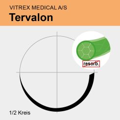 Tervalon green braid. USP 0 75cm, HS37 