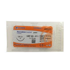 Tervalon green braid. USP 2/0 75cm, DR21 