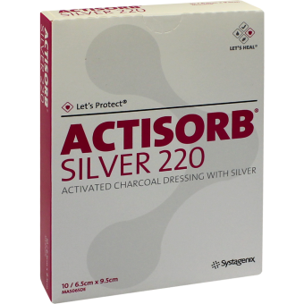 Actisorb 220 Silver 6,5x9,5 cm steril Kompressen 