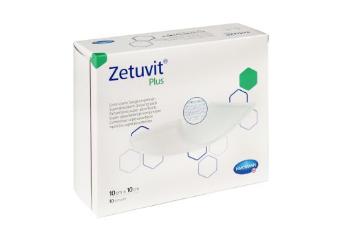 Zetuvit Plus extrastarke Saugkompr.steril 10x10 cm 