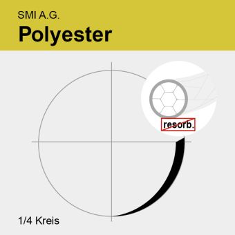 Polyester weiß gefl. USP 5/0 45cm, 2xVSP8,0mm/350µm 