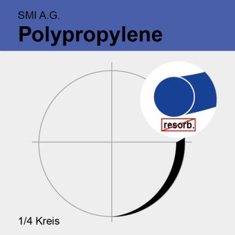 Polypropylene blau monof.2xLoop USP10/0 20cm,VSP16,0mm/150µm 