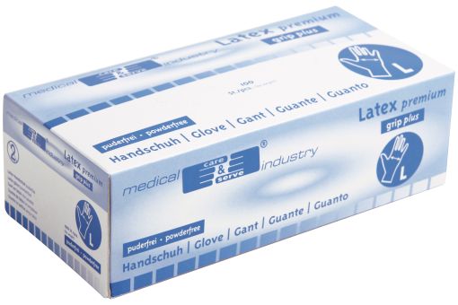 Latex-Untersuchungshandschuhe Premium Grip Plus pf Gr. L 