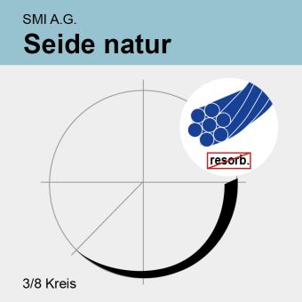 Seide blau gefl. USP 8/0 45cm, 2xDSP6,5mm/200µm 