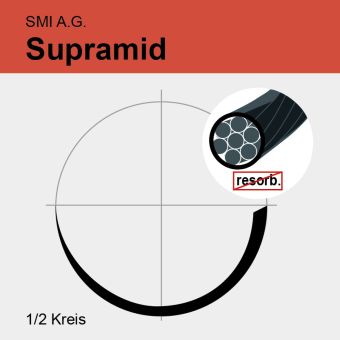 Supramid schwarz pseudomonof. USP 3/0 75cm, HR16 