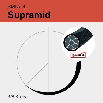 Supramid schwarz pseudomonof. USP 5/0 75cm, DS19 schw. Nadel 