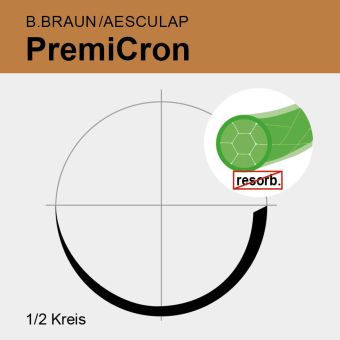PremiCron grün gefl. Pledgets USP 2/0 90cm, 2xHRC17 
