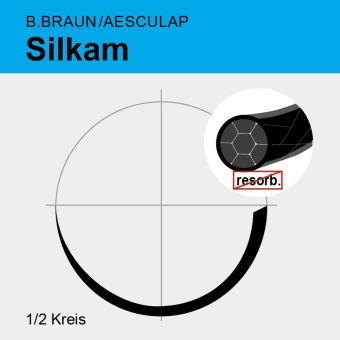Silkam schwarz gefl. USP 3/0 60cm, 2xHR17 