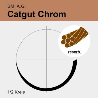 Catgut chrom USP 1 75cm, HR48 