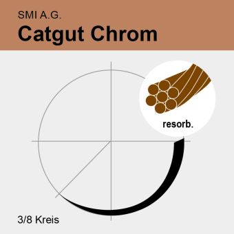 Catgut chrom USP 5/0 45cm, DS12 