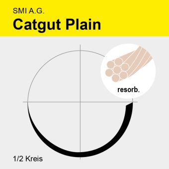 Catgut plain USP 2/0 75cm, HR26 