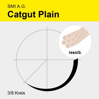 Catgut plain USP 4/0 75cm, DS16 