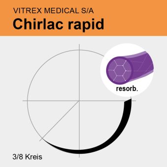 Chirlac rapid viol. braid. USP 5/0 75cm, DSM19 