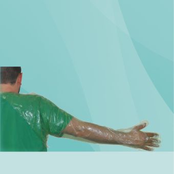 Einweghandschuhe (Achselschutz + Kopfschlaufe) 25µ 90cm grün 