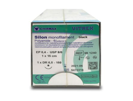 Silon black monof. USP 8/0 15cm, DR6,5mm/150µm 