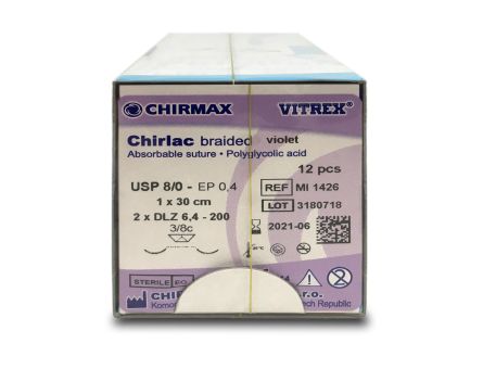 Chirlac viol. braid. USP 8/0 30cm, 2xDLZ6,4mm/200µm 