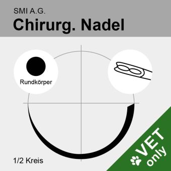 Chir. Nadel 1/2 Kreis Rundkörper HR 20mm N°15, Federöhr 