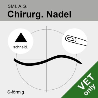 Chir. Nadel S-förmig gebogen schneidend 135mm Öhr 