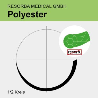 Polyester grün gefl. USP 4/0 75cm, HRT18 