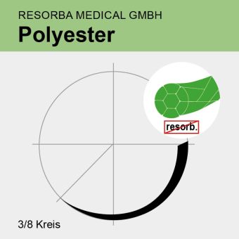 Polyester grün gefl. USP 4/0 45cm, DS18F 