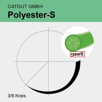 Polyester-S grün gefl. USP 3/0 45cm,  DS19 