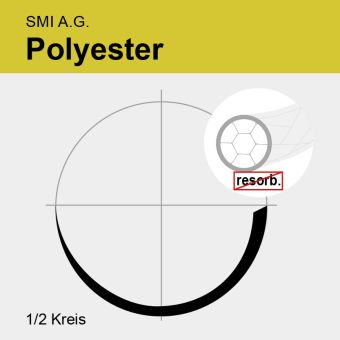 Polyester weiss gefl. USP 5/0 45cm,. 2xHSP8,0mm/350µm 