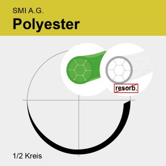 Polyester grün/weiß gefl. Pledget USP 2/0 8x90cm, 2xHRT17 