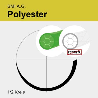 Polyester grün/weiß gefl. Pledget USP 2/0 8x90cm, 2xHRT25 