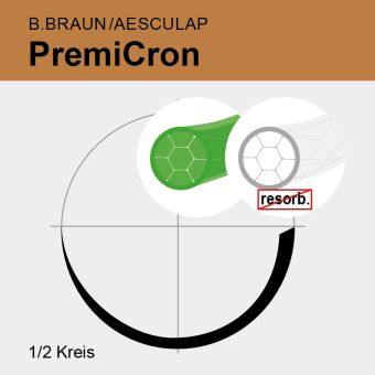 PremiCron grün/weiß gefl. Pledgets USP 2/0 8x90cm, 2xHRT17 