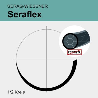 Seraflex schwarz gefl. USP 3/0 8x45cm, HR12 Abziehnadel 