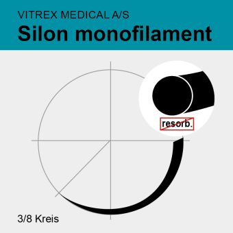 Silon black monof. USP 8/0 13cm, DR5mm/130µm black 