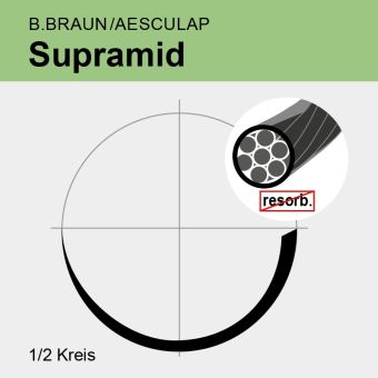 Supramid schwarz pseudomonof. USP 3/0 75cm, HR22 