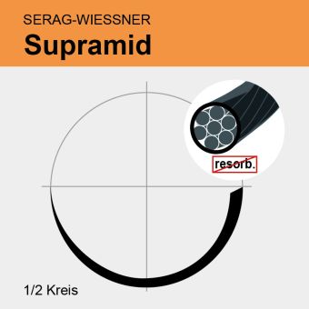 Supramid schwarz pseudomonof. USP 3/0 75cm, HR22 