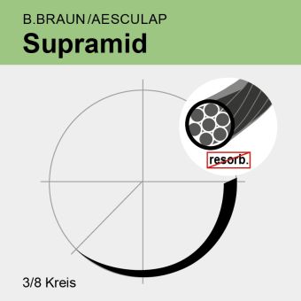 Supramid schwarz pseudomonof. USP 3/0 75cm, DS30 