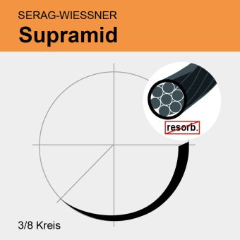 Supramid schwarz pseudomonof. USP 3/0 50cm, DS15 