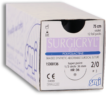 Surgicryl 910 viol. gefl. USP 2/0 75cm, HR36 